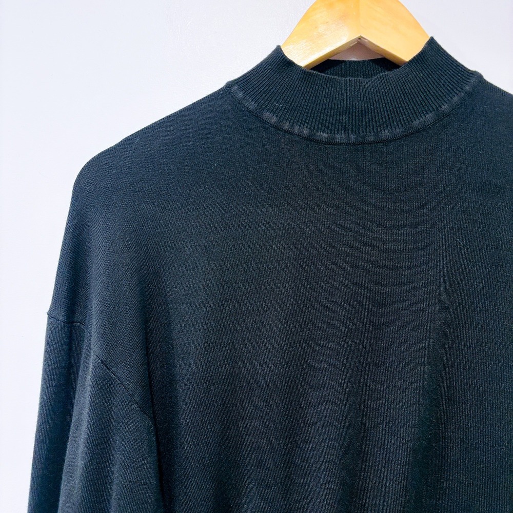 SIMONS‎ Dark khaki cropped mock neck sweater | Minimalist cozy | Small - Picture 2 of 8